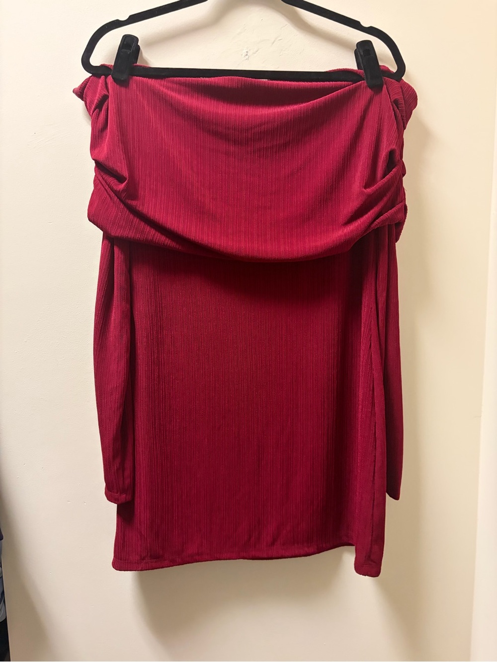 Revolve Superdown Marks Mini Dress Burgundy Draped Off-Shoulder Dress NWT Size L - Picture 5 of 7